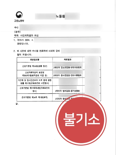 노동청고발 | 근로자의 고발 대응, 사업주 의뢰인 불기소 결정